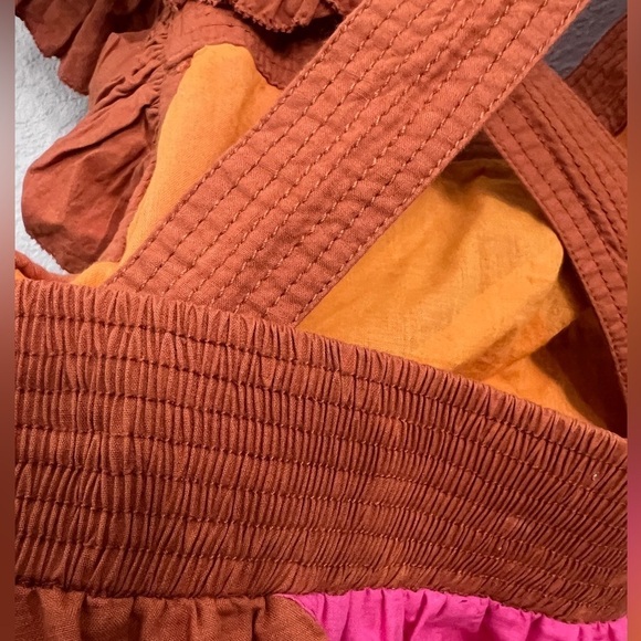 Anthropologie Love the Label Ruffled Colorblocked Midi Dress Size XS - Picture 12 of 14